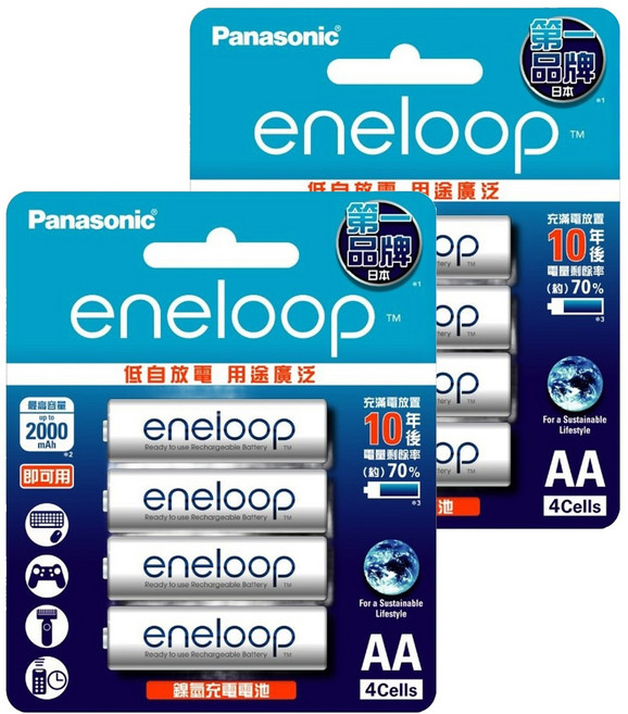 Panasonic eneloop 台灣公司貨 鎳氫充電電池3號 BK-3MCCE4BTW, 4顆, 2組