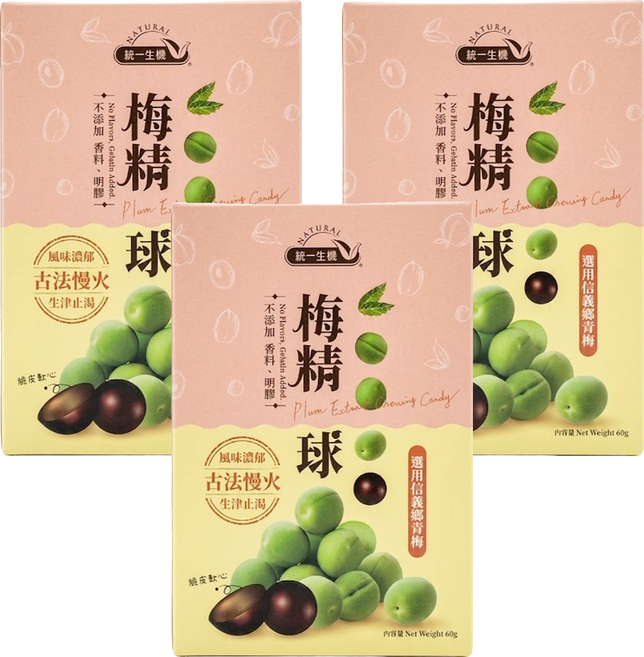 統一生機 梅精球, 60g, 3盒