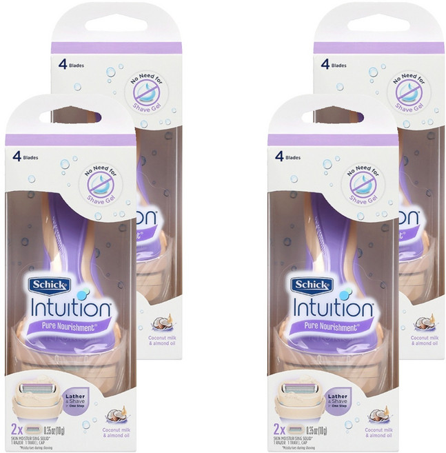 쉬크 인튜이션 너리시먼트 여성용면도기 세트 코코넛, 1개입, 4개