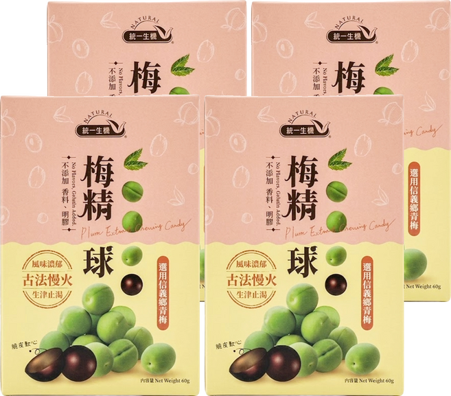 統一生機 梅精球, 60g, 4盒
