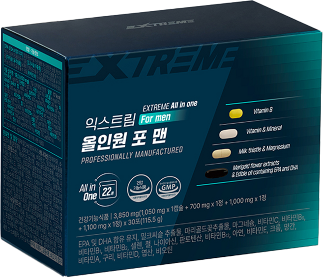 익스트림 올인원 포 맨 멀티비타민, 30회분, 1개