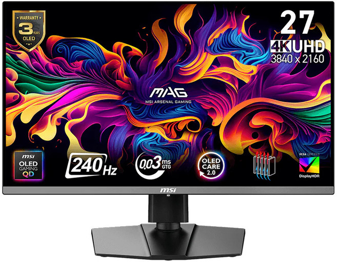 msi 微星 MAG 27" 電競 顯示器 QD-OLED MAG 272UP QD-OLED X24 4K UHD 240Hz 0.03ms