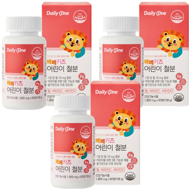 데일리원 베베키즈 어린이 철분, 3개, 108g