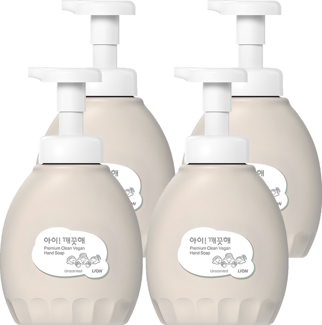 아이깨끗해 프리미엄 클린 비건 폼 핸드솝, 450ml, 4개