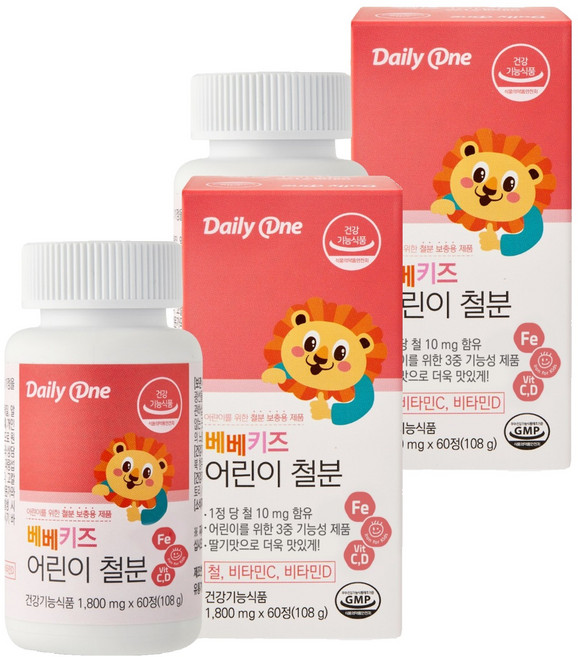 데일리원 베베키즈 어린이 철분, 2개, 108g