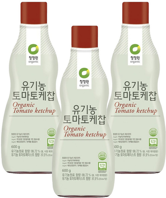청정원 유기농 토마토케찹, 600g, 3개