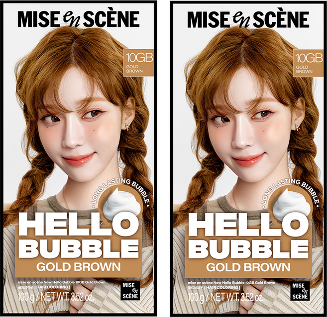 미쟝센 헬로 버블 염색제, 10GB골드브라운, 2개