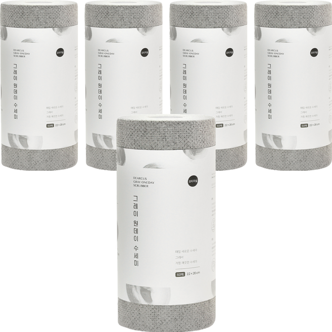 디어커스 원데이 수세미, 그레이, 60개, 5개