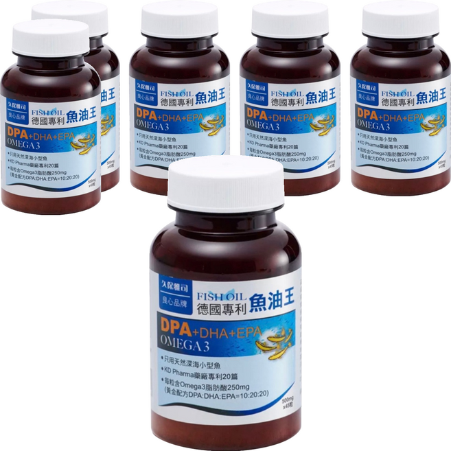 久保雅司 德國專利魚油王軟膠囊粒, 500mg, 45顆, 6瓶