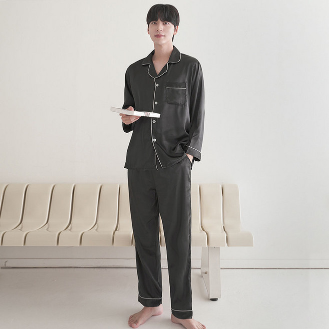 어나더디 샤무즈 실크 라이크 긴팔 잠옷