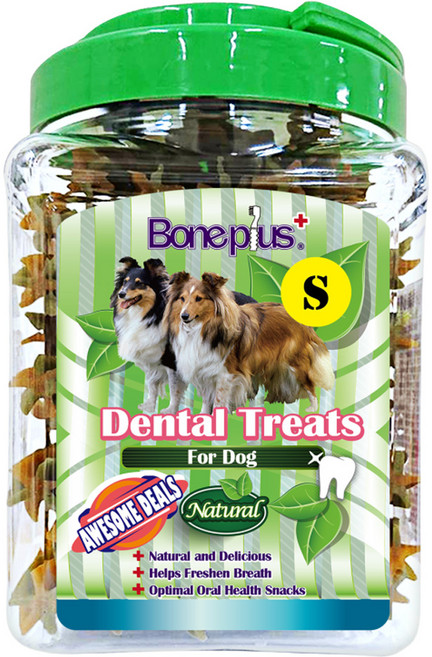 Boneplus 六星雙效草本潔牙棒 S 18週以上幼犬/成犬/老犬適用, 起司, 600g, 1桶