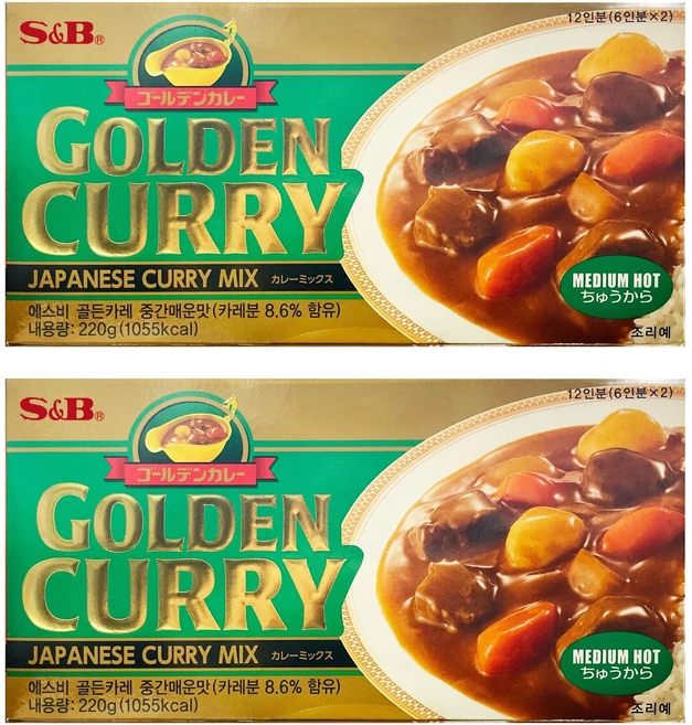 에스앤비골든 카레 중간맛, 220g, 2개 - 쿠팡