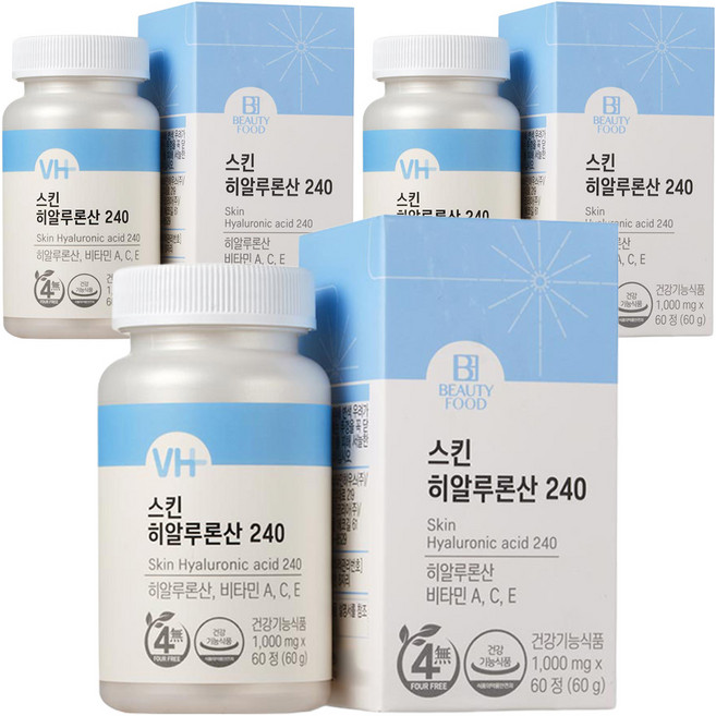 뷰티푸드 스킨히알루론산 240 60g, 60정, 3개