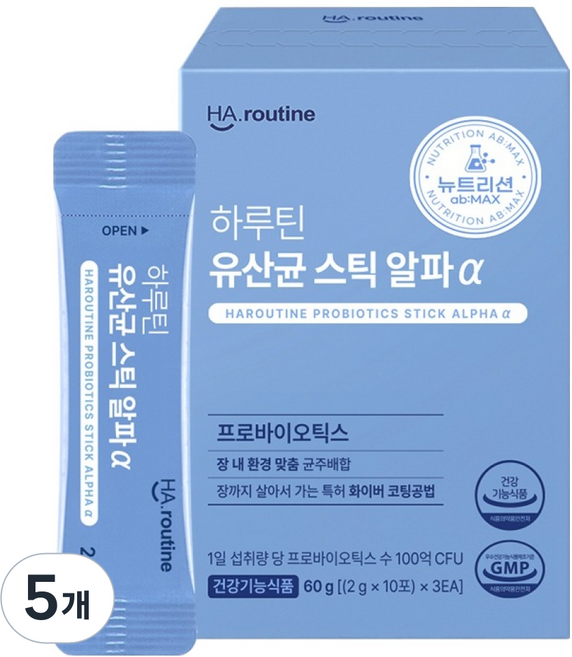 하루틴 유산균 스틱 알파, 30회분, 5개