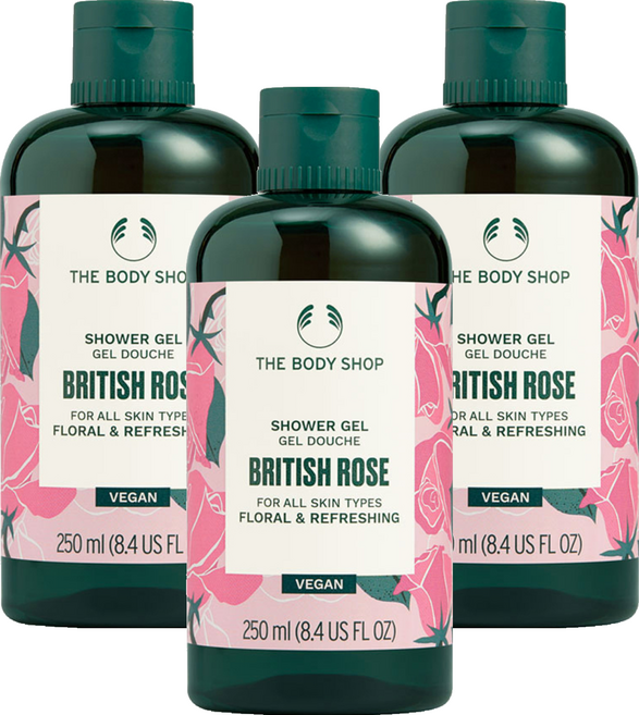 더바디샵 샤워 젤 브리티쉬 로즈향, 3개, 250ml
