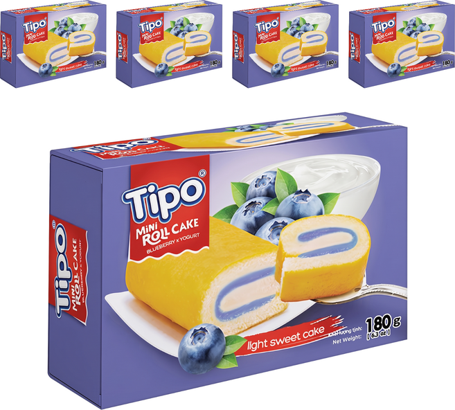 Tipo 瑞士捲 藍莓優格口味, 180g, 5盒