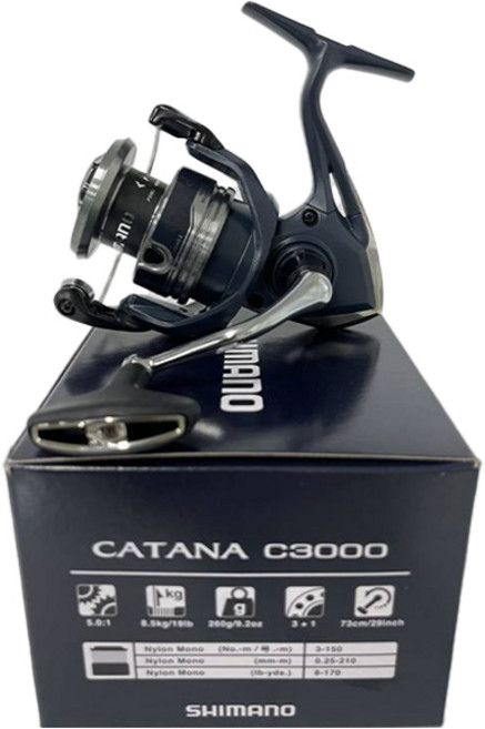 SHIMANO CATANA 魚線捲線器, 銀色 + 海軍藍, C3000FE