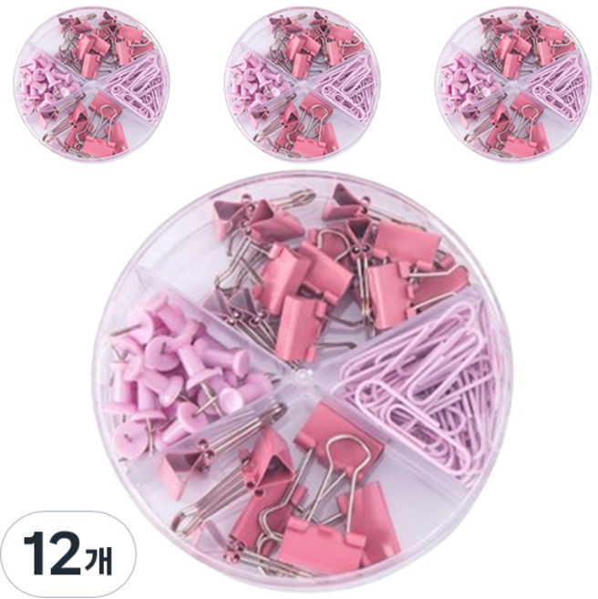 마켓감성 마카롱컬러 클립 세트 라운드 핑크, 10 x 10 cm, 1개입, 12개