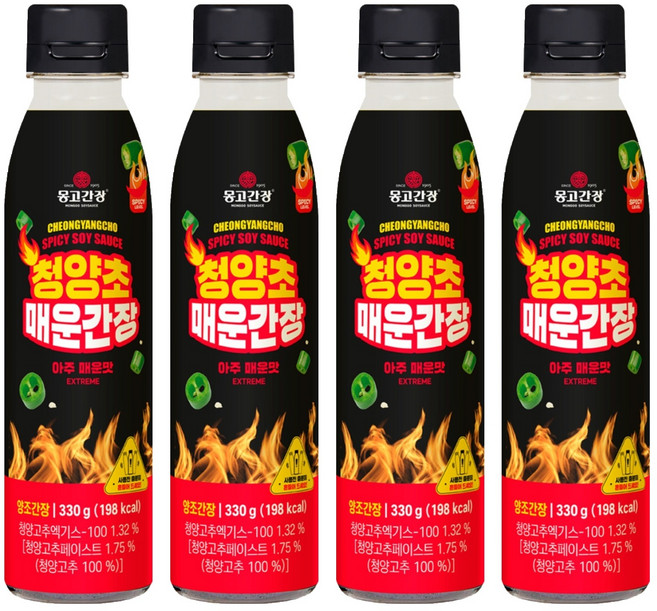 몽고간장 청양초 매운간장 아주매운맛, 330g, 4개