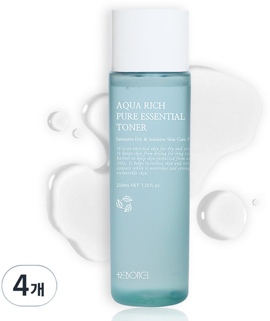 리본셀 아쿠아리치 퓨어 에센셜 토너, 4개, 210ml