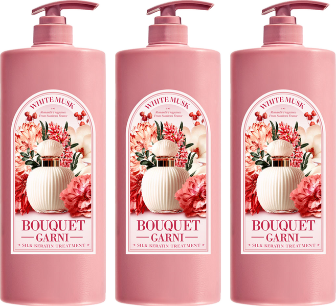 부케가르니 실크 케라틴 트리트먼트 화이트머스크, 1.5L, 3개