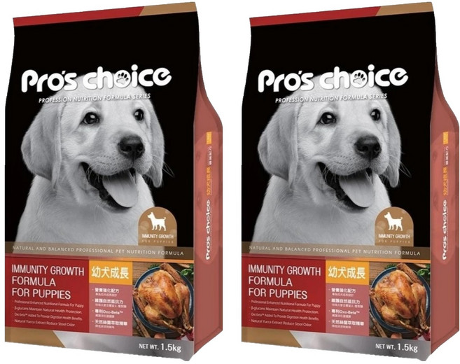 福壽實業 博士巧思 幼犬用 成長專業配方 乾飼料, 雞, 1.5kg, 2袋