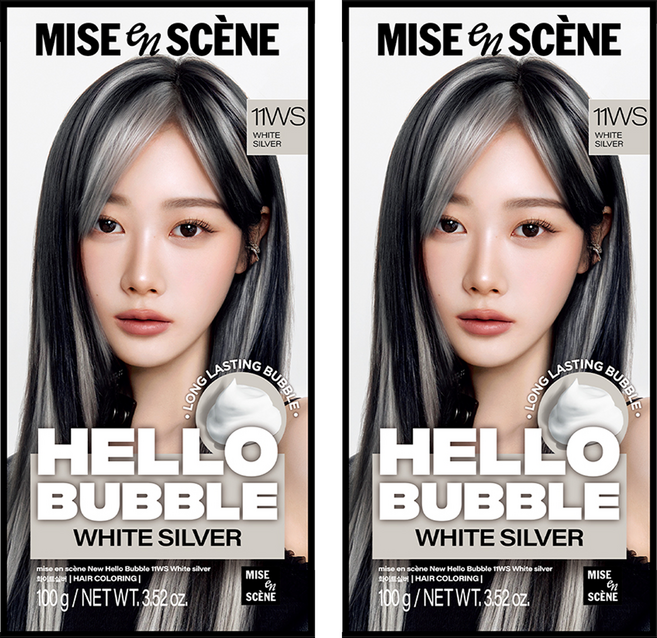 mise en scene 魅尚萱 Hello Bubble泡沫染髮劑, 11WS銀白色, 2盒