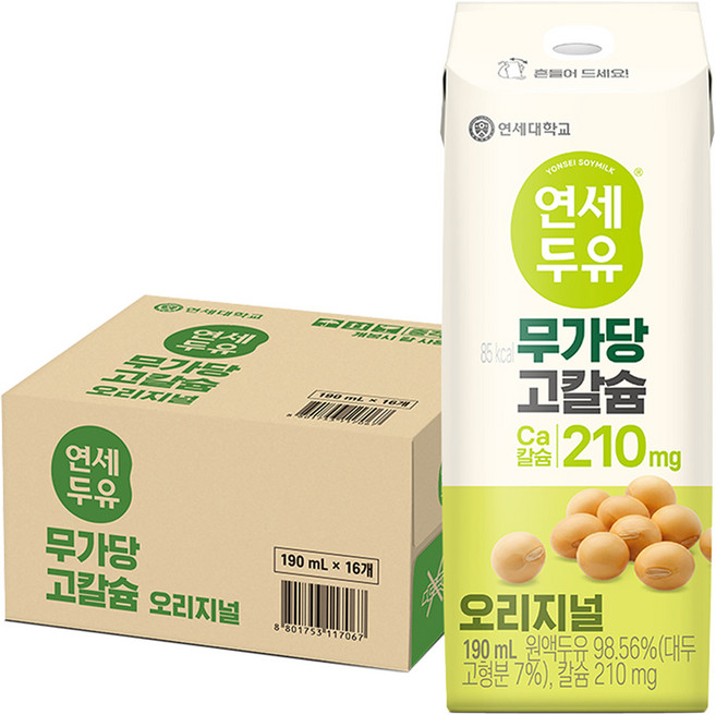 연세두유 무가당 고칼슘 오리지널, 190ml, 16개