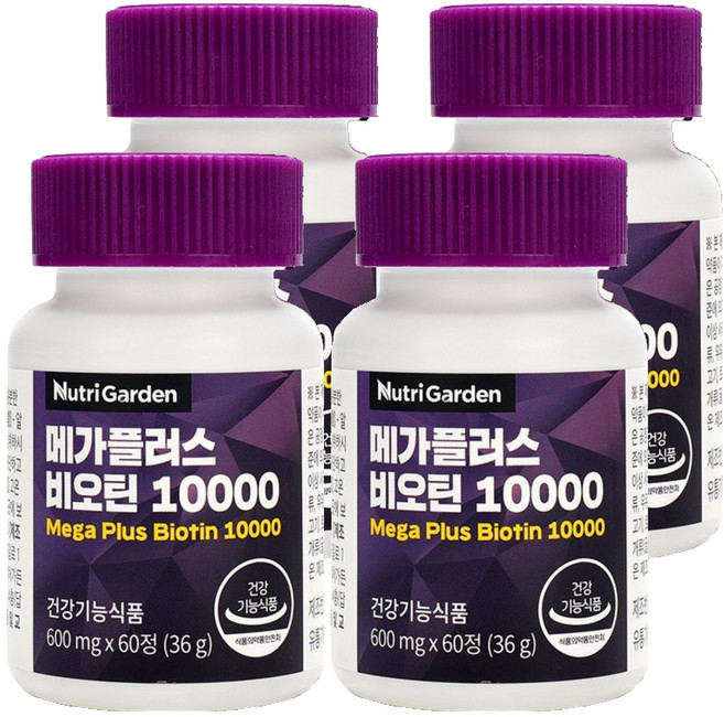 뉴트리가든 메가플러스 비오틴 10000, 60정, 4개