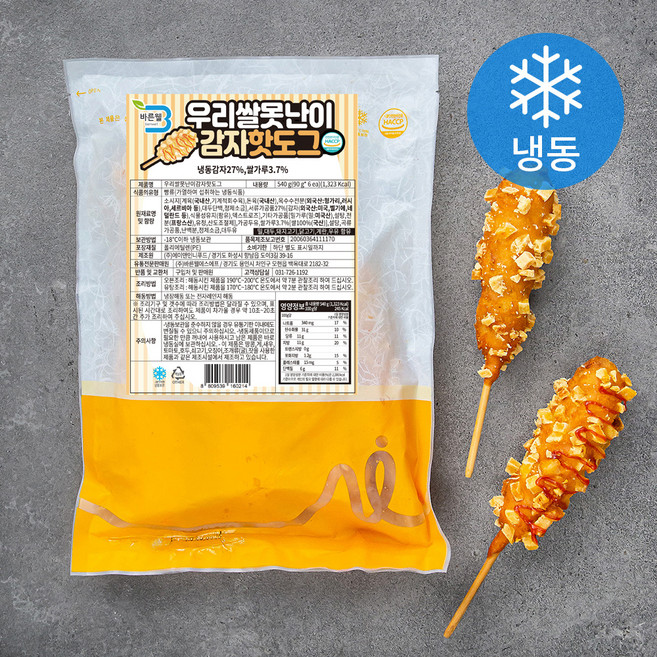 바른웰 우리쌀 못난이 감자핫도그 (냉동), 90g, 6개입, 1개