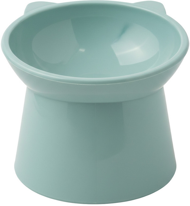 Kiyodo 斜口高腳寵物碗, 綠色, 1個