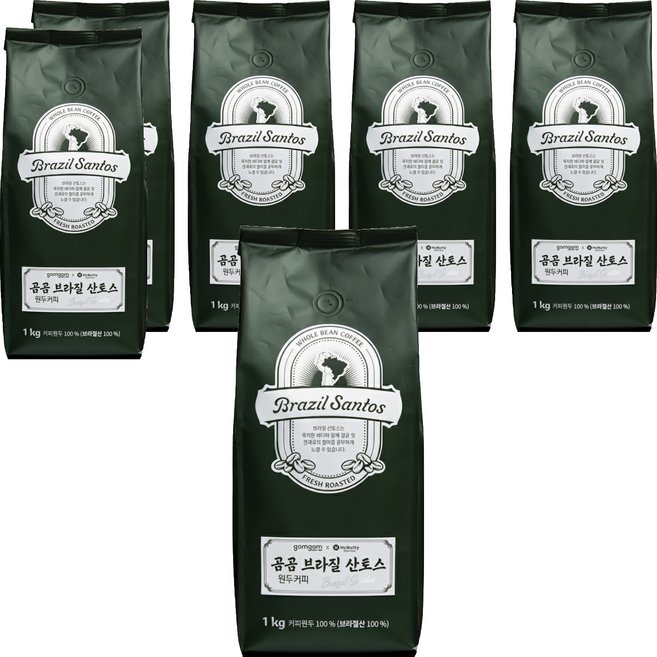 gomgom 巴西聖多斯咖啡豆 生豆, 1kg, 6包