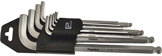 PANRICO 百利世 9件式球型六角扳手組 加長 高扭力高韌性耐磨耗 附膠套易於收納, 1組