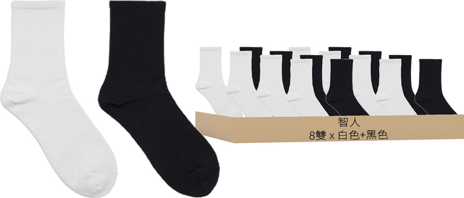 Sockpiens 智人 女款無勒痕無壓力舒適襪 8雙組