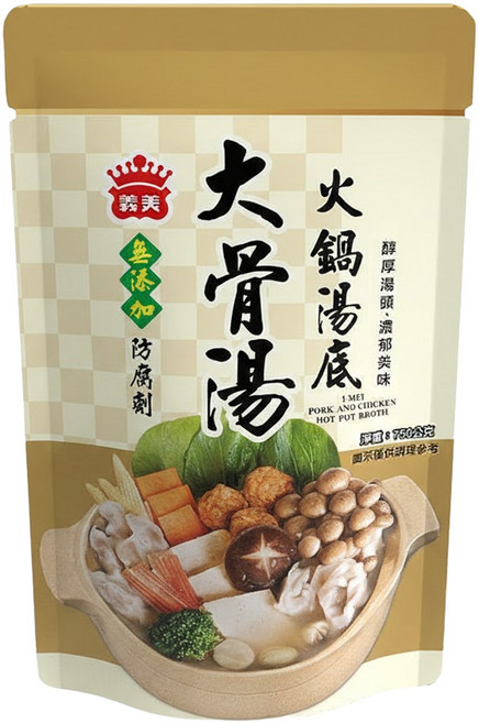 義美 大骨湯火鍋湯底, 750g, 1包