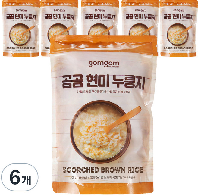 곰곰 구수한 끓여먹는 현미 누룽지, 500g, 6개