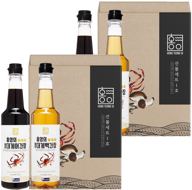 홍영의 간장 선물세트 붉은대게어 500ml + 붉은대게백 500ml, 1L, 2세트
