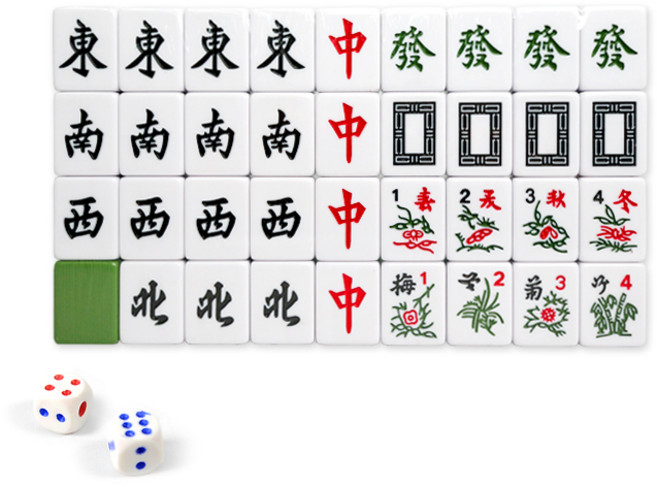 서하의집 중국 전통 보드게임 마작 중형, 혼합색상, 1세트