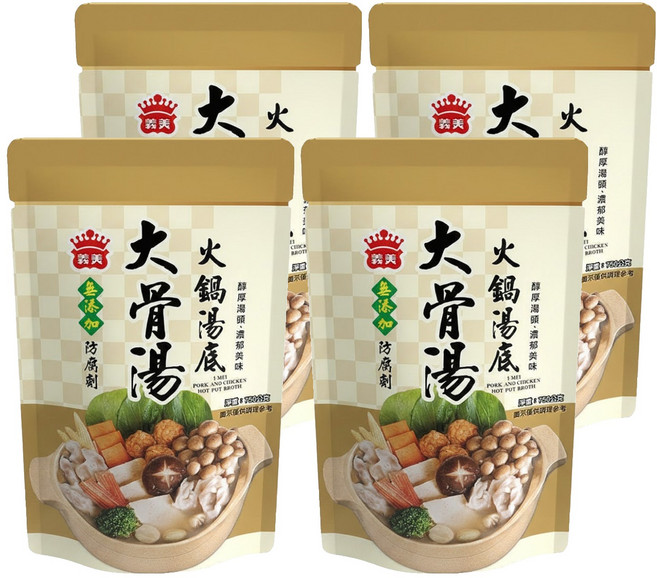 義美 大骨湯火鍋湯底, 750g, 4包