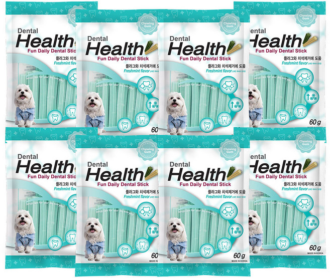 덴탈헬스 강아지 덴탈껌, 민트맛, 60g, 8개