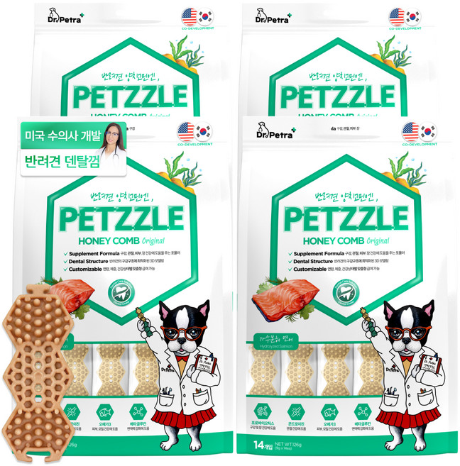 닥터페트라 강아지 펫즐 허니콤 덴탈껌, 가수분해연어맛, 126g, 4개