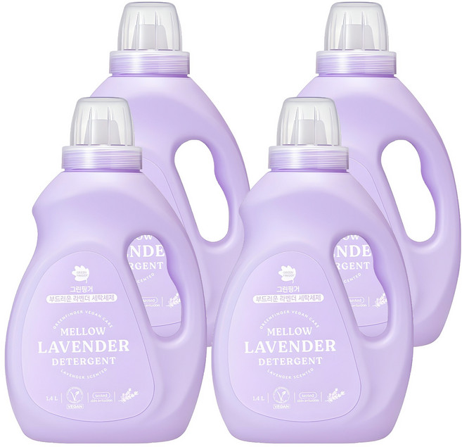 그린핑거 부드러운 라벤더 세탁세제, 1.4L, 4개