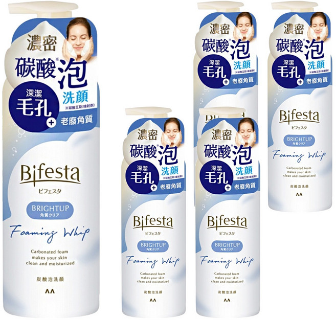 Bifesta 碧菲絲特 抗暗沉碳酸泡洗顏 深層毛孔清潔 含乳酸成分 無酒精, 200g, 5瓶