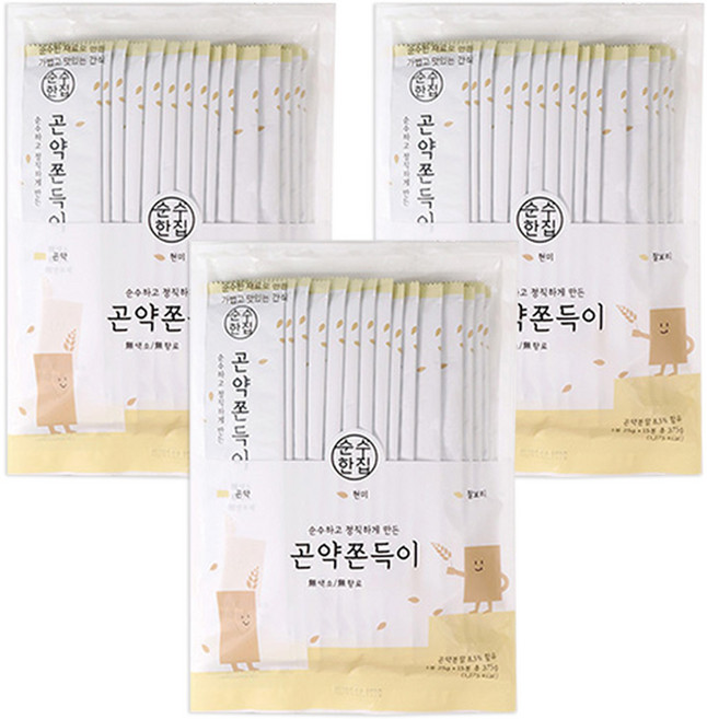 순수한집 곤약쫀드기 현미맛, 375g, 3개