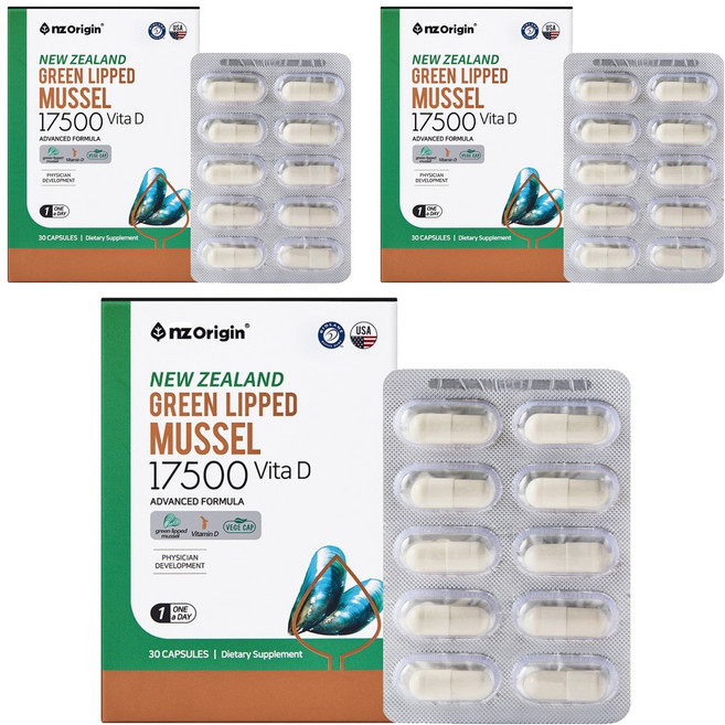 엔젯오리진 초록입홍합 17500 비타민D, 30정, 3개