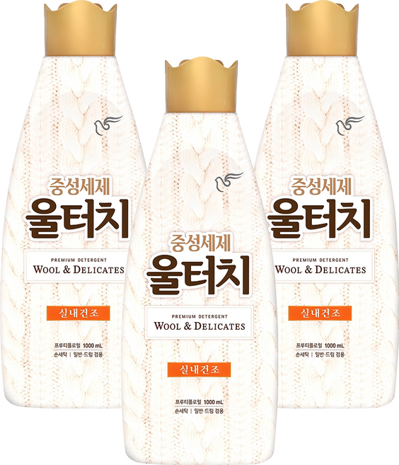 울터치 중성 세제 본품, 1L, 3개