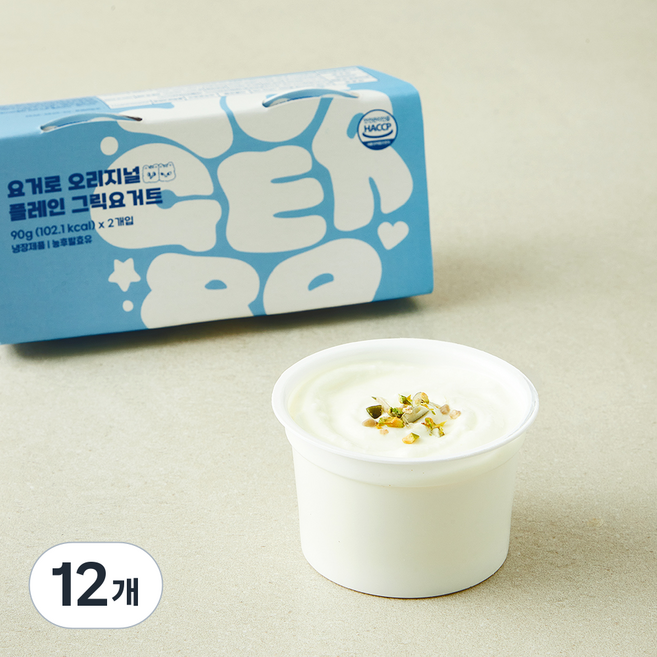 요거로 오리지널 플레인 그릭요거트, 90g, 12개
