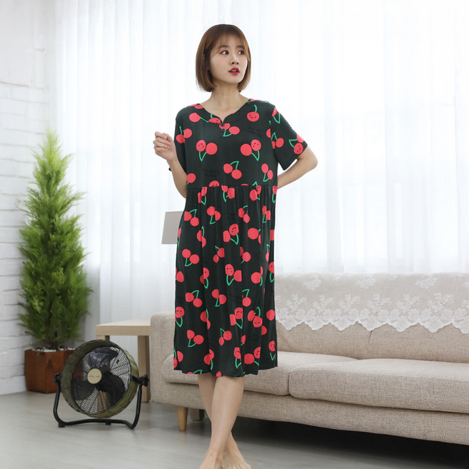 에이원패션 여성용 쿨 에어리 반팔 원피스 잠옷