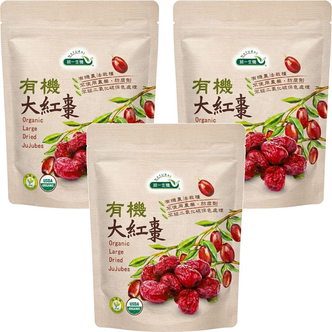 統一生機 有機大紅棗, 300g, 3包