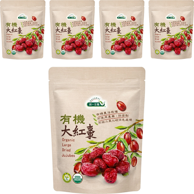統一生機 有機大紅棗, 300g, 5包